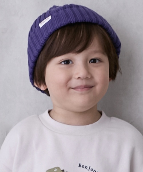 petit main(プティマイン)の「ベーシックニット帽(ニットキャップ/ビーニー・キッズ・パープル/チャコール/キナリ/キャメル・M/L)」の3枚目の写真