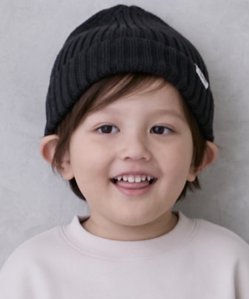 petit main(プティマイン)の「ベーシックニット帽(ニットキャップ/ビーニー・キッズ・パープル/チャコール/キナリ/キャメル・M/L)」の2枚目の写真