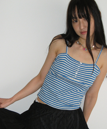 HEART BUTTON GOLGI SLEEVELESS BLUE STRIPE