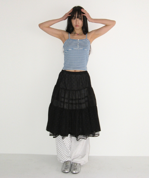 RONRON（ロンロン）の「HEART BUTTON GOLGI SLEEVELESS BLUE STRIPE（Tシャツ/カットソー・レディース・その他・FREE）」の3枚目の写真