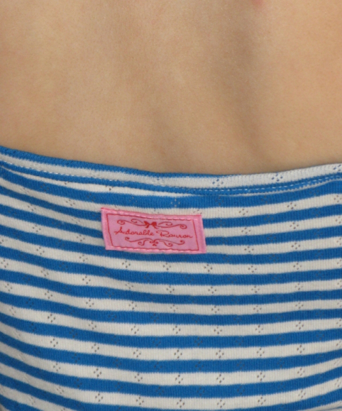 RONRON（ロンロン）の「HEART BUTTON GOLGI SLEEVELESS BLUE STRIPE（Tシャツ/カットソー・レディース・その他・FREE）」の4枚目の写真