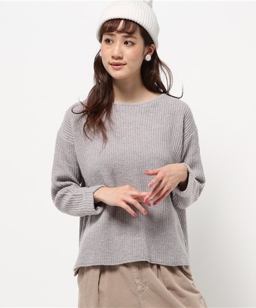 ikka（イッカ）の「7G畦フレアープルオーバー（ニット/セーター・レディース・ミント/ネイビー/オフホワイト/グレー・MEDIUM/LARGE）」の3枚目の写真