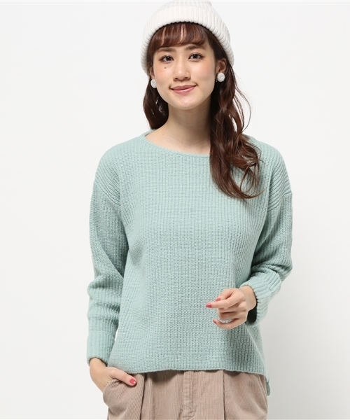 ikka（イッカ）の「7G畦フレアープルオーバー（ニット/セーター・レディース・ミント/ネイビー/オフホワイト/グレー・MEDIUM/LARGE）」の4枚目の写真