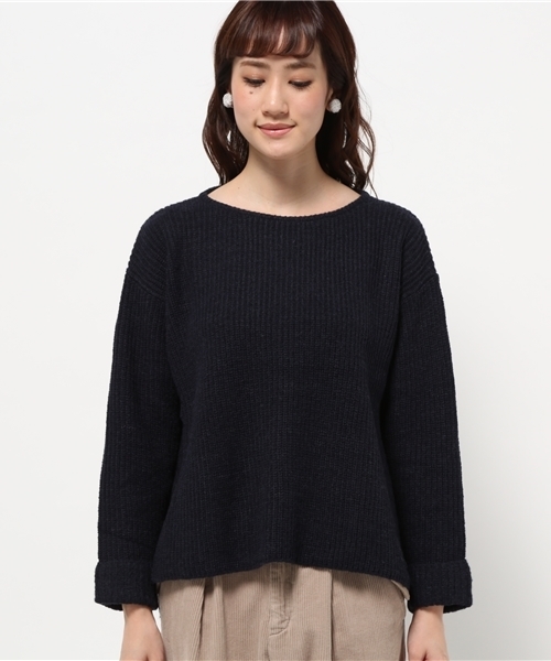 ikka（イッカ）の「7G畦フレアープルオーバー（ニット/セーター・レディース・ミント/ネイビー/オフホワイト/グレー・MEDIUM/LARGE）」の5枚目の写真