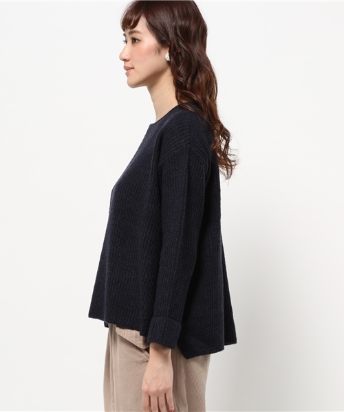 ikka（イッカ）の「7G畦フレアープルオーバー（ニット/セーター・レディース・ミント/ネイビー/オフホワイト/グレー・MEDIUM/LARGE）」の6枚目の写真