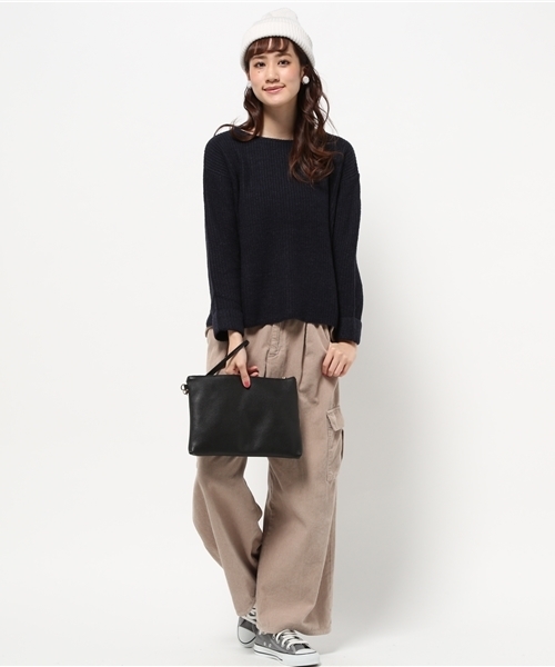 ikka（イッカ）の「7G畦フレアープルオーバー（ニット/セーター・レディース・ミント/ネイビー/オフホワイト/グレー・MEDIUM/LARGE）」の7枚目の写真