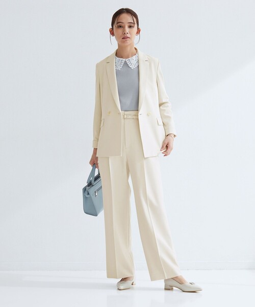 green label relaxing（グリーンレーベルリラクシング）の「［size SHORTあり］パウドレ ダブル ジャケット ウォッシャブル ストレッチ（テーラードジャケット・レディース・ネイビー/ナチュラル/ブラック・40/38/36/SHORT）」の13枚目の写真