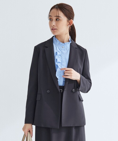 green label relaxing（グリーンレーベルリラクシング）の「［size SHORTあり］パウドレ ダブル ジャケット ウォッシャブル ストレッチ（テーラードジャケット・レディース・ネイビー/ナチュラル/ブラック・40/38/36/SHORT）」の19枚目の写真