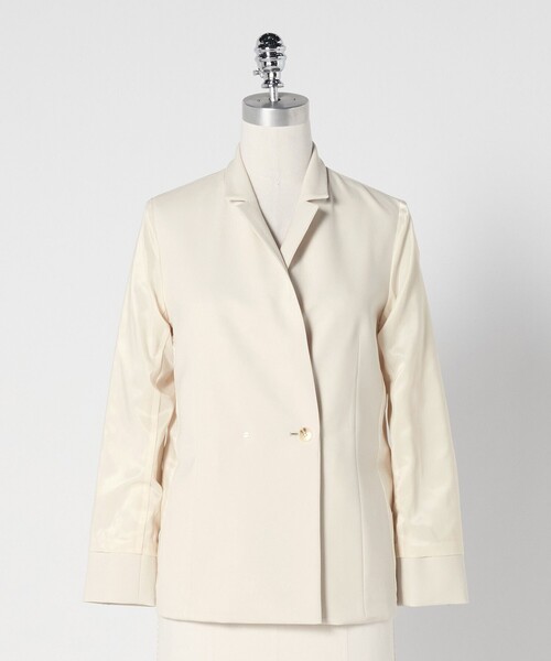  襟付きジャケット XS クリーム　新品未使用 セール】［size SHORTあり］パウドレ ダブル ジャケット