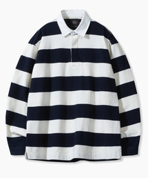 DIMITRI BLACK（ディミトリブラック）の「ASIストライプラグビースウェットTシャツ_ネイビー&ホワイト（スウェット）」