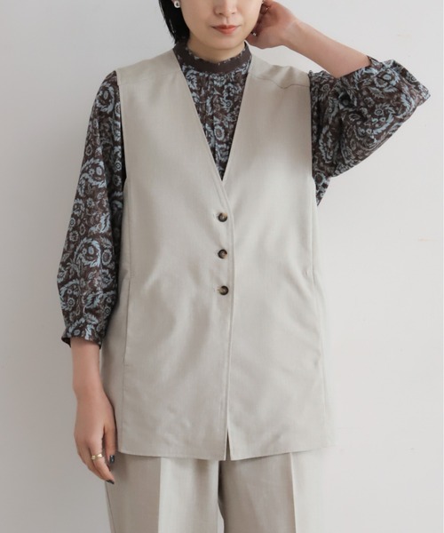 NOMBRE IMPAIR（ノンブルアンペール）の「リヨセルポリ麻　ロングベスト（ベスト・レディース・ネイビー/グレー/ベージュ・FREE）」の3枚目の写真