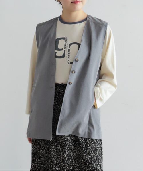 NOMBRE IMPAIR（ノンブルアンペール）の「リヨセルポリ麻　ロングベスト（ベスト・レディース・ネイビー/グレー/ベージュ・FREE）」の2枚目の写真