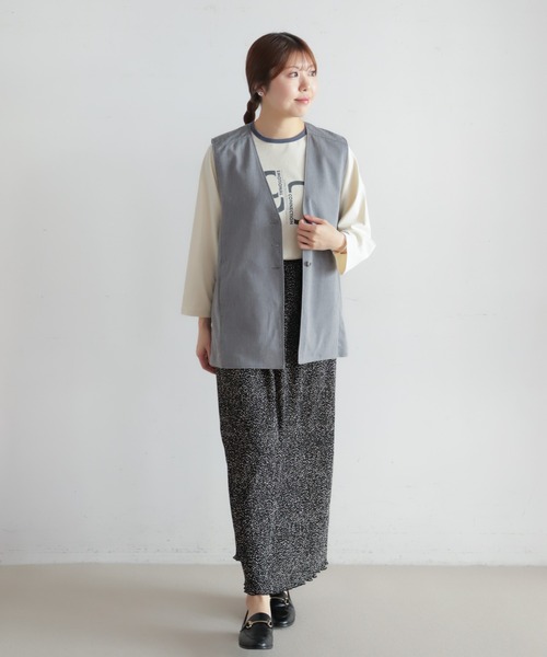 NOMBRE IMPAIR（ノンブルアンペール）の「リヨセルポリ麻　ロングベスト（ベスト・レディース・ネイビー/グレー/ベージュ・FREE）」の8枚目の写真