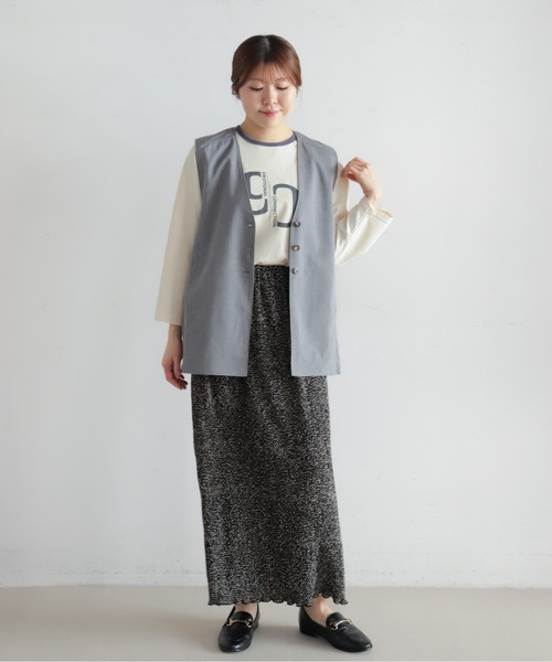 NOMBRE IMPAIR（ノンブルアンペール）の「リヨセルポリ麻　ロングベスト（ベスト・レディース・ネイビー/グレー/ベージュ・FREE）」の4枚目の写真