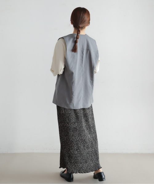 NOMBRE IMPAIR（ノンブルアンペール）の「リヨセルポリ麻　ロングベスト（ベスト・レディース・ネイビー/グレー/ベージュ・FREE）」の7枚目の写真