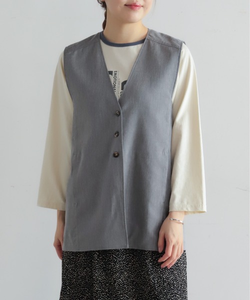 NOMBRE IMPAIR（ノンブルアンペール）の「リヨセルポリ麻　ロングベスト（ベスト・レディース・ネイビー/グレー/ベージュ・FREE）」の9枚目の写真