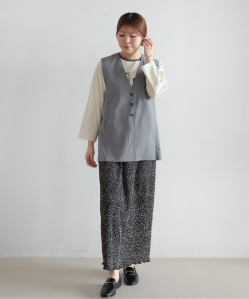 NOMBRE IMPAIR（ノンブルアンペール）の「リヨセルポリ麻　ロングベスト（ベスト・レディース・ネイビー/グレー/ベージュ・FREE）」の11枚目の写真