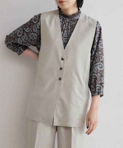 NOMBRE IMPAIR（ノンブルアンペール）の「リヨセルポリ麻　ロングベスト（ベスト・レディース・ネイビー/グレー/ベージュ・FREE）」の20枚目の写真