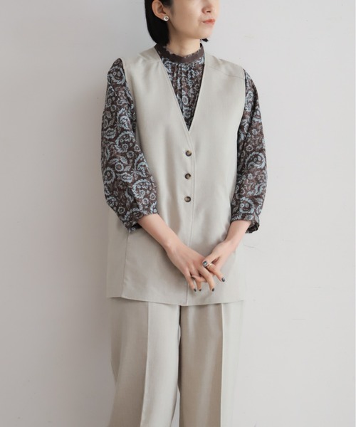 NOMBRE IMPAIR（ノンブルアンペール）の「リヨセルポリ麻　ロングベスト（ベスト・レディース・ネイビー/グレー/ベージュ・FREE）」の12枚目の写真