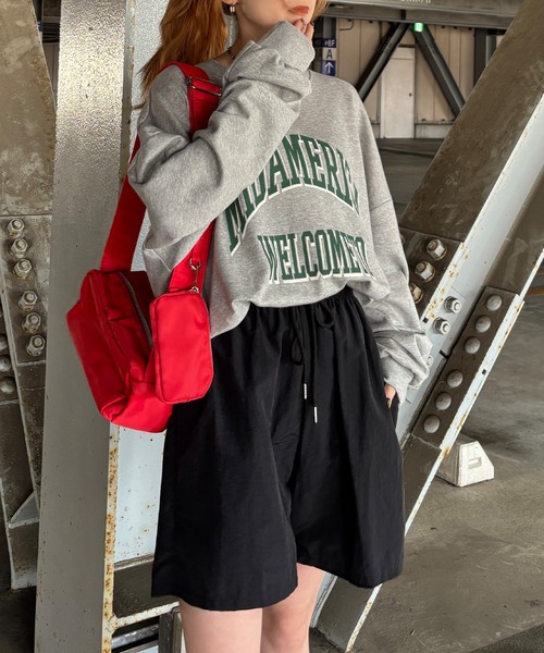 ISOOK（アイスー）の「【ISOOK / アイスー】カレッジロゴ風オーバーサイズスウェット / 長袖 クルーネック ラウンドネック カットソー レタリング ルーズ丈 ビッグシルエット 英字ロゴ 春服 春トップス グレー ピンク ZOZOTOWN限定（スウェット・レディース・ピンク/グレー・FREE）」の19枚目の写真