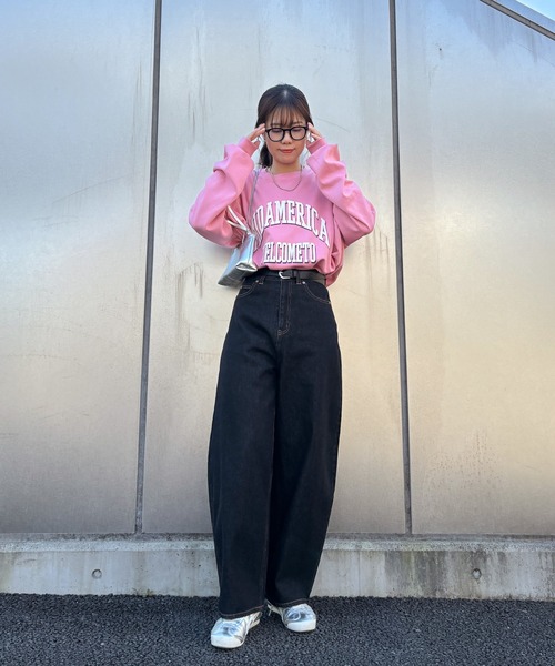 ISOOK（アイスー）の「【ISOOK / アイスー】カレッジロゴ風オーバーサイズスウェット / 長袖 クルーネック ラウンドネック カットソー レタリング ルーズ丈 ビッグシルエット 英字ロゴ 春服 春トップス グレー ピンク ZOZOTOWN限定（スウェット・レディース・ピンク/グレー・FREE）」の14枚目の写真