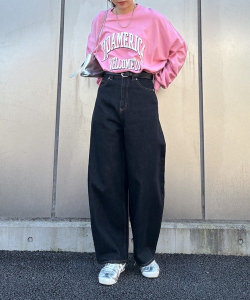 ISOOK（アイスー）の「【ISOOK / アイスー】カレッジロゴ風オーバーサイズスウェット / 長袖 クルーネック ラウンドネック カットソー レタリング ルーズ丈 ビッグシルエット 英字ロゴ 春服 春トップス グレー ピンク ZOZOTOWN限定（スウェット・レディース・ピンク/グレー・FREE）」の12枚目の写真