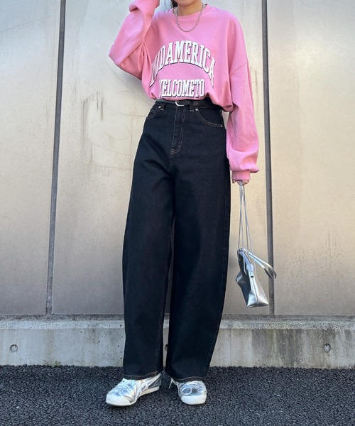 ISOOK（アイスー）の「【ISOOK / アイスー】カレッジロゴ風オーバーサイズスウェット / 長袖 クルーネック ラウンドネック カットソー レタリング ルーズ丈 ビッグシルエット 英字ロゴ 春服 春トップス グレー ピンク ZOZOTOWN限定（スウェット・レディース・ピンク/グレー・FREE）」の21枚目の写真