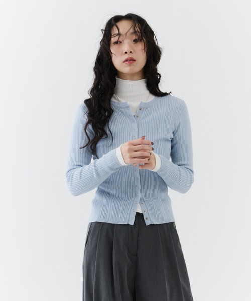 NUJOH（ヌゾ）の「Snap Rib Top / スナップリブトップ（Tシャツ/カットソー・レディース・アイボリー/ブラック/ライトブルー/チャコールグレー・FREE）」の10枚目の写真