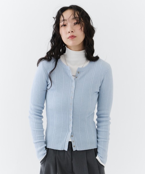 NUJOH（ヌゾ）の「Snap Rib Top / スナップリブトップ（Tシャツ/カットソー・レディース・アイボリー/ブラック/ライトブルー/チャコールグレー・FREE）」の13枚目の写真