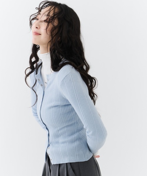 NUJOH（ヌゾ）の「Snap Rib Top / スナップリブトップ（Tシャツ/カットソー・レディース・アイボリー/ブラック/ライトブルー/チャコールグレー・FREE）」の14枚目の写真