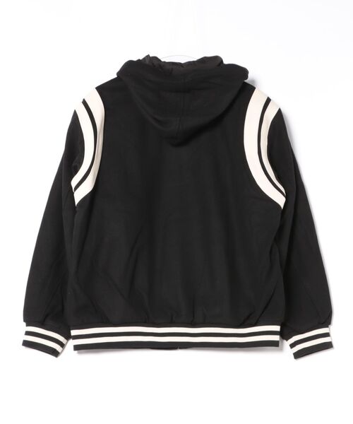 BREATH】ARCH LOGO HOODED VERSITY JACKET / ブラック×ホワイト