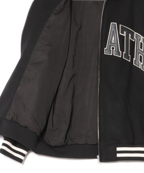 BREATH】ARCH LOGO HOODED VERSITY JACKET / ブラック×ホワイト