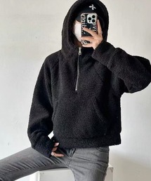 ハーフジップボアフーディー