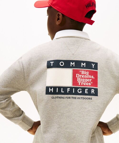 TOMMY HILFIGER（トミーヒルフィガー）の「BOYS マルチプリントロングスリーブポロシャツ（ポロシャツ・キッズ・グレー/ブルー・140cm/150cm/130cm/160cm）」の3枚目の写真