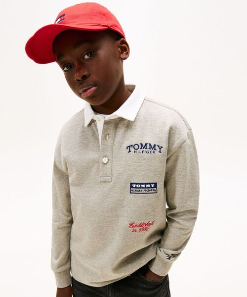 TOMMY HILFIGER（トミーヒルフィガー）の「BOYS マルチプリントロングスリーブポロシャツ（ポロシャツ・キッズ・グレー/ブルー・140cm/150cm/130cm/160cm）」の5枚目の写真