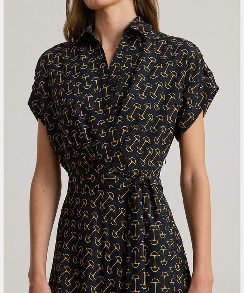 ジオプリント ベルテッド クレープ ドレス（ワンピース）｜LAUREN