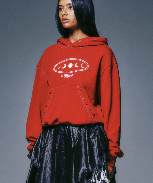 P.O.M EYELET STITCH HOODIE — худи глубокого розового цвета