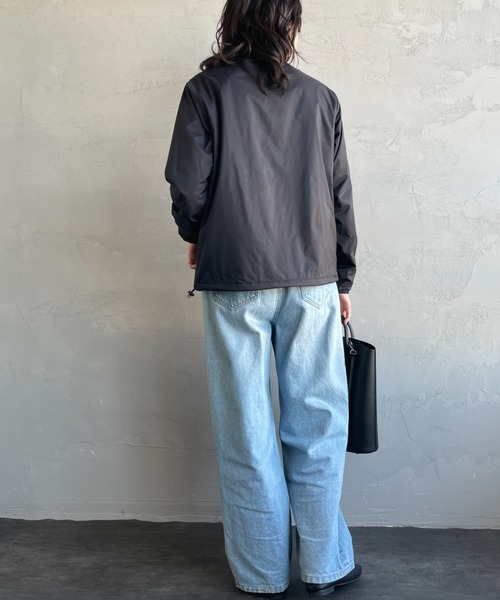 ナイロンタフタインサレーションノーカラージャケット(ライトブルー) DANTON/ダントン] ナイロンタフタ インサレーションノーカラー