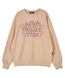ヘイズレタリングオーバーサイズドロップショルダースウェット_ピーチ