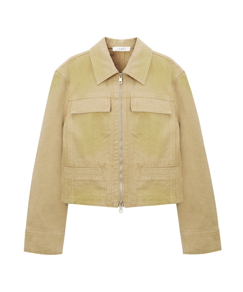 LCDC TM(エルシーディーシーティーエム)の「WASHED TRUCKER JACKET(テーラードジャケット・レディース・ベージュ/ブラック・OS)」の1枚目の写真