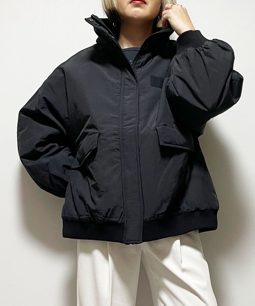 Fizz（フィズ）の「ハイネック襟裏フリース中綿ブルゾン（ブルゾン・レディース・アイボリー/ブラック/オリーブ/モカ・M）」の3枚目の写真