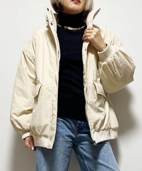 Fizz（フィズ）の「ハイネック襟裏フリース中綿ブルゾン（ブルゾン・レディース・アイボリー/ブラック/オリーブ/モカ・M）」の5枚目の写真