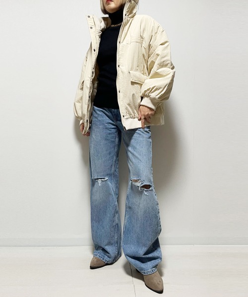 Fizz（フィズ）の「ハイネック襟裏フリース中綿ブルゾン（ブルゾン・レディース・アイボリー/ブラック/オリーブ/モカ・M）」の7枚目の写真