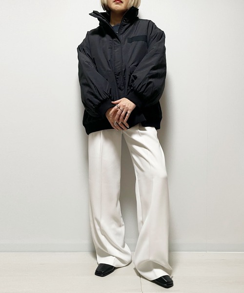 Fizz（フィズ）の「ハイネック襟裏フリース中綿ブルゾン（ブルゾン・レディース・アイボリー/ブラック/オリーブ/モカ・M）」の8枚目の写真