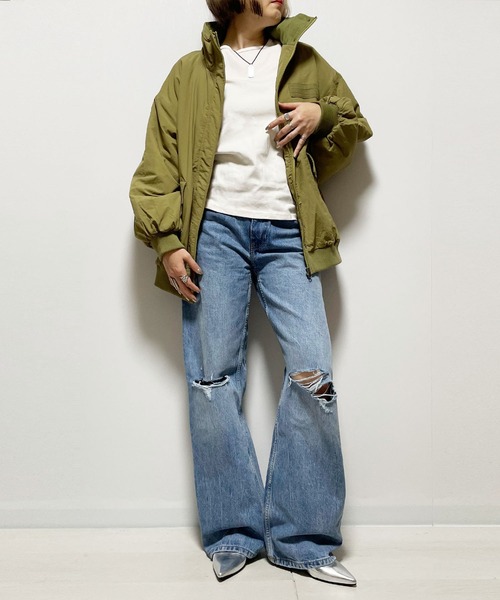 Fizz（フィズ）の「ハイネック襟裏フリース中綿ブルゾン（ブルゾン・レディース・アイボリー/ブラック/オリーブ/モカ・M）」の13枚目の写真