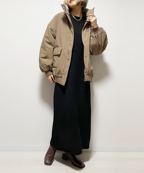 Fizz（フィズ）の「ハイネック襟裏フリース中綿ブルゾン（ブルゾン・レディース・アイボリー/ブラック/オリーブ/モカ・M）」の15枚目の写真