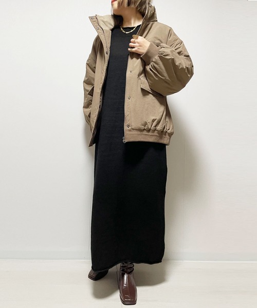 Fizz（フィズ）の「ハイネック襟裏フリース中綿ブルゾン（ブルゾン・レディース・アイボリー/ブラック/オリーブ/モカ・M）」の16枚目の写真