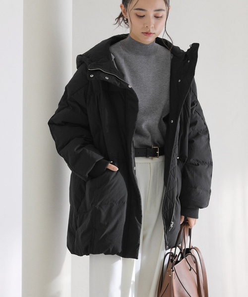 La TOTALITE（ラトータリテ）の「ストレッチミドルダウン（ダウンジャケット/コート・レディース・ブラック/ベージュ系その他・FREE）」の12枚目の写真