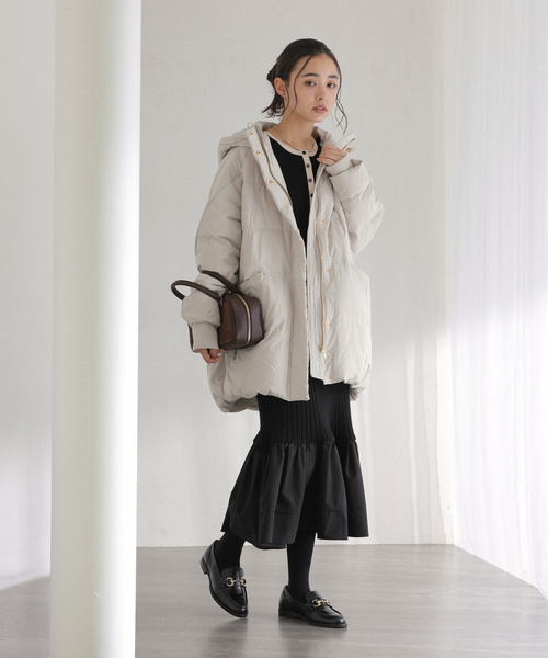 La TOTALITE（ラトータリテ）の「ストレッチミドルダウン（ダウンジャケット/コート・レディース・ブラック/ベージュ系その他・FREE）」の15枚目の写真