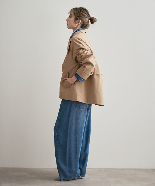 Noble(ノーブル)の「《追加》コットンダブルクロススタンドショートコート(その他アウター・レディース・ベージュ/カーキ/アイボリー・38/36)」の4枚目の写真